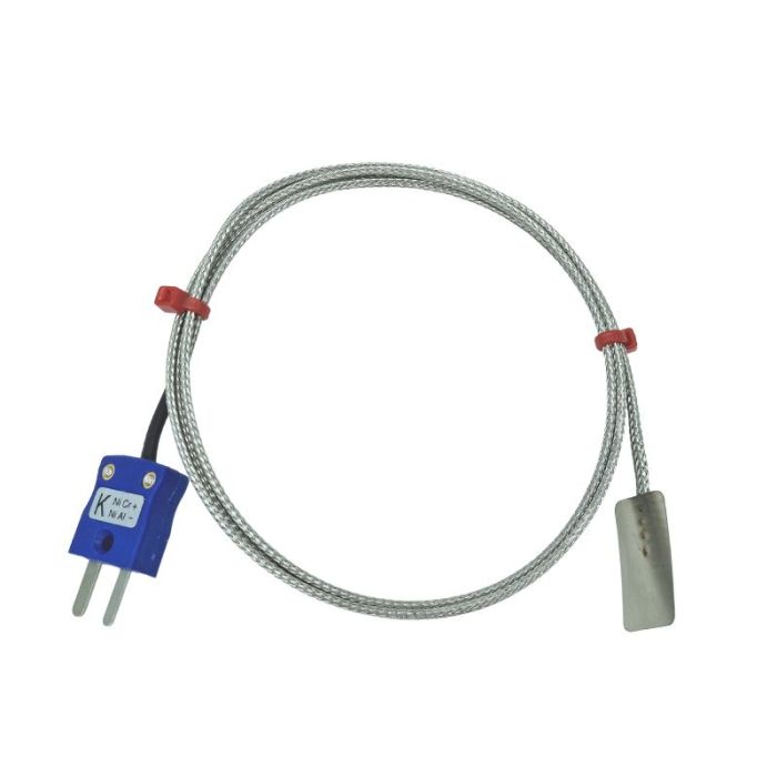 Termopar de hojas, cable aislado en fibra de vidrio con trenza de acero inoxidable - Tipo K JIS con terminacin de enchufe en miniatura