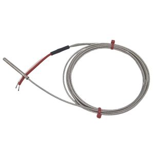 Termopar conectado a tierra fabricado en tubo de acero inoxidable, cable trenzado de acero inoxidable de fibra de vidrio - Tipo K JIS - 4,0 mm de dimetro x 40 mm de longitud