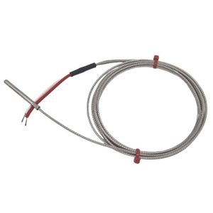 Termopar conectado a tierra fabricado en tubo de acero inoxidable, cable trenzado de acero inoxidable de fibra de vidrio - Tipo K JIS - 3,18 mm de dimetro x 13 mm de longitud