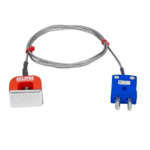 Termopar magntico de potencia de traccin (herradura) tipo K JIS de 4,5 kg, cable aislado con PFA con trenza de acero inoxidable que termina en enchufe estndar - 2 m