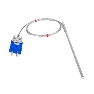 Sonda de termopar de uso general, cable aislado en fibra de vidrio con trenza de acero inoxidable - Tipo K JIS con terminacin de enchufe estndar - 2 m de longitud