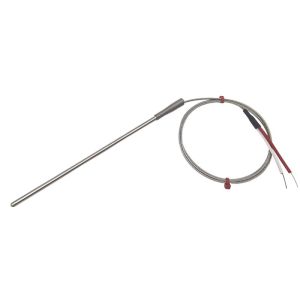 Sonda de termopar de uso general, cable aislado en fibra de vidrio con trenza de acero inoxidable - Tipo K JIS con colas desnudas Terminacin - 1 m de longitud