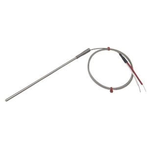 Sonda de termopar de uso general, cable aislado en fibra de vidrio con trenza de acero inoxidable - Tipo K JIS con colas desnudas Terminacin - 2 m de longitud